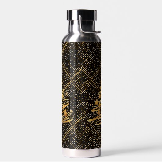 Modern, Chrismas Tree, Black Gold Cross Pattern Trinkflasche (Links)