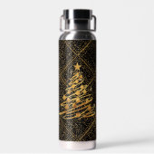 Modern, Chrismas Tree, Black Gold Cross Pattern Trinkflasche (Rückseite)