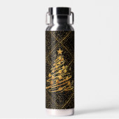 Modern, Chrismas Tree, Black Gold Cross Pattern Trinkflasche (Vorne)