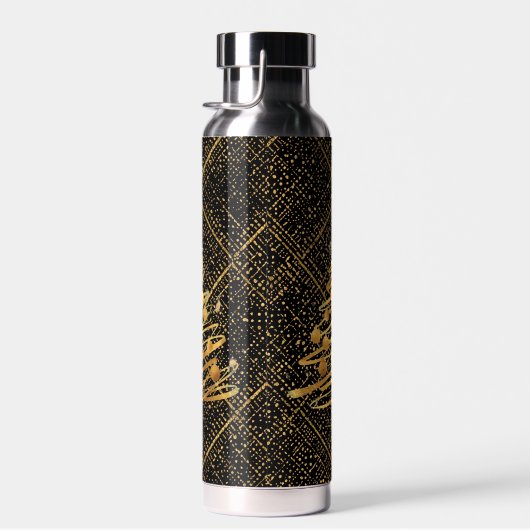 Modern, Chrismas Tree, Black Gold Cross Pattern Trinkflasche (Rechts)
