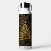 Modern, Chrismas Tree, Black Gold Cross Pattern Trinkflasche (Vorderseite)