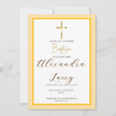 Modern Christening Baptism Gold Cross Invitation Einladung (Vorderseite)