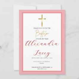 Modern Christening Baptism Gold Cross Invitation Einladung
