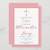 Modern Christening Baptism Gold Cross Invitation Einladung (Vorne/Hinten)