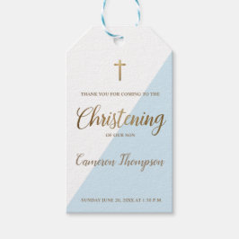 Modern Christening Blue White Gold Baby Boy Geschenkanhänger