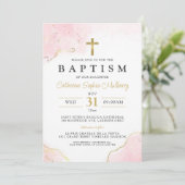 Modern Christening Girl Baptisse Einladung (Stehend Vorderseite)