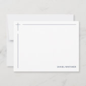 Modern Christian Cross Monogrammed Minimal Navy Mitteilungskarte (Vorderseite)