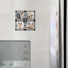 Modern Christmas 4 Foto Collage Schwarz & Weiß Magnet