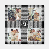 Modern Christmas 4 Foto Collage Schwarz & Weiß Magnet (Vorne)