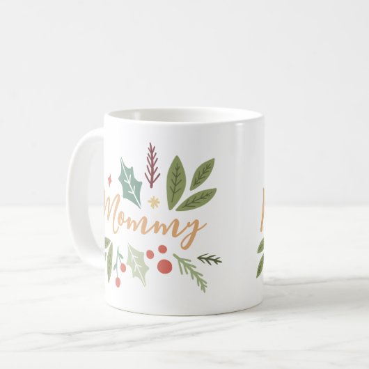 Modern Christmas Berries Foliage Mommy Gift Kaffeetasse (Vorderseite Links)