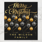 Modern Christmas Black Weinetikett (Einzelnes Label)