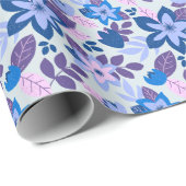 Modern Christmas Blue Floral Botanic Geschenkpapier (Rolleneckpunkt)