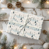 Modern Christmas Blue und Tan Snowy Village Geschenkpapier