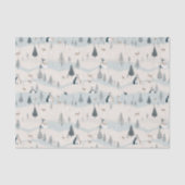 Modern Christmas Blue und Tan Snowy Village Seidenpapier (Vorderseite)
