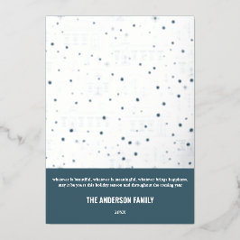 Modern Christmas Blue White House Design Silber Folien Feiertagskarte
