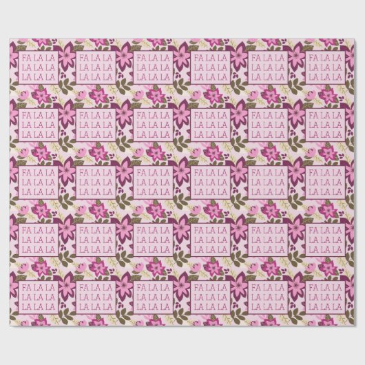 Modern Christmas Botanical Fa La La Geschenkpapier (Flach)