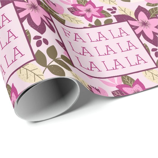 Modern Christmas Botanical Fa La La Geschenkpapier (Rolleneckpunkt)
