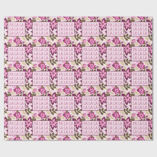 Modern Christmas Botanical Fa La La Geschenkpapier (Flach)