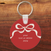 Modern Christmas Bows Trendy Holiday Red Schlüsselanhänger (Rückseite)