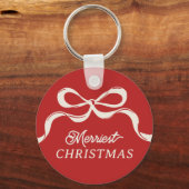 Modern Christmas Bows Trendy Holiday Red Schlüsselanhänger (Vorderseite)