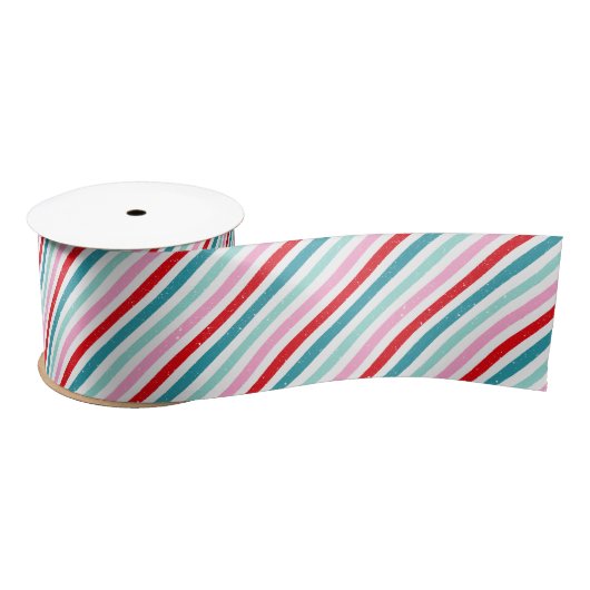 Modern Christmas Candy Stripes Satinband (Spule)