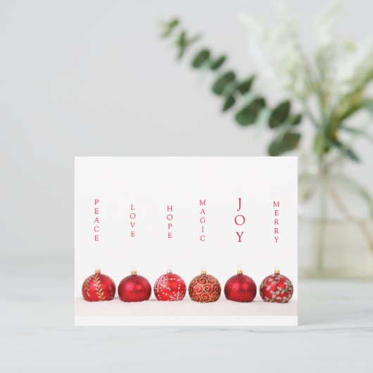 Modern Christmas Card Joy Postkarte (Stehend Vorderseite)