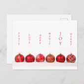 Modern Christmas Card Joy Postkarte (Vorne/Hinten)