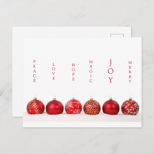 Modern Christmas Card Joy Postkarte (Vorne/Hinten)