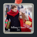 Modern Christmas Couple Foto Ornament S<br><div class="desc">Moderner Weihnachtskaffee Foto Ornament Platz</div>