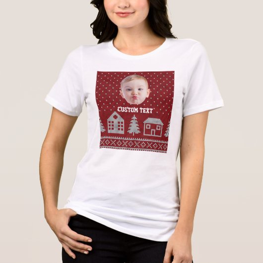Modern Christmas Custom Face Funny Ugly  Tri-Blend Shirt (Vorderseite)