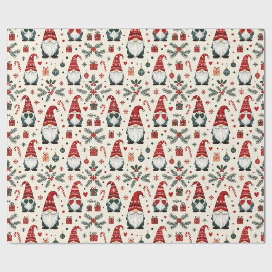 Modern Christmas Cute Gnome Holiday Fun Gift Wrap Geschenkpapier (Flach)