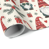 Modern Christmas Cute Gnome Holiday Fun Gift Wrap Geschenkpapier (Rolleneckpunkt)