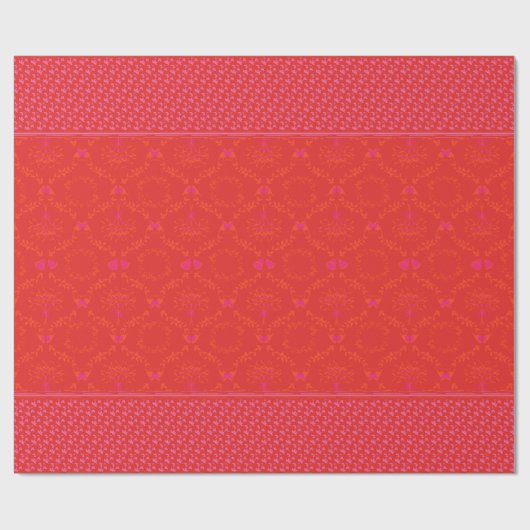 Modern Christmas Damask | Rot Rosa Geschenkpapier (Flach)