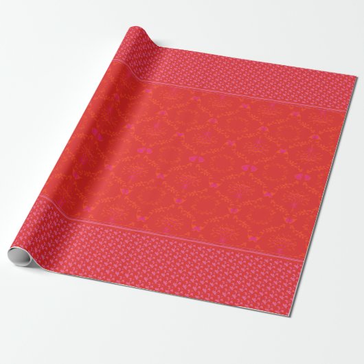 Modern Christmas Damask | Rot Rosa Geschenkpapier (Ungerollt)