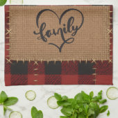 Modern Christmas Family Name Red Buffalo Plaid Geschirrtuch (Gefaltet)