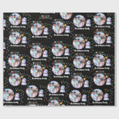 Modern Christmas Family Snowman Foto und Name Geschenkpapier (Flach)