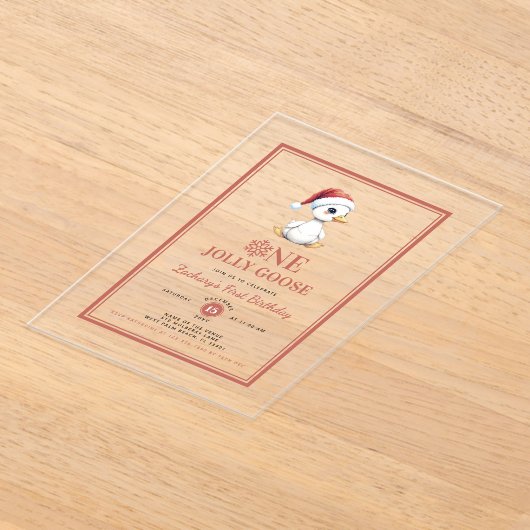 Modern Christmas First Birthday One Jolly Goose Acryleinladungen (Ablage )