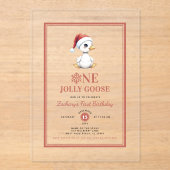Modern Christmas First Birthday One Jolly Goose Acryleinladungen (Vorderseite)