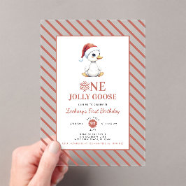 Modern Christmas First Birthday One Jolly Goose Acryleinladungen