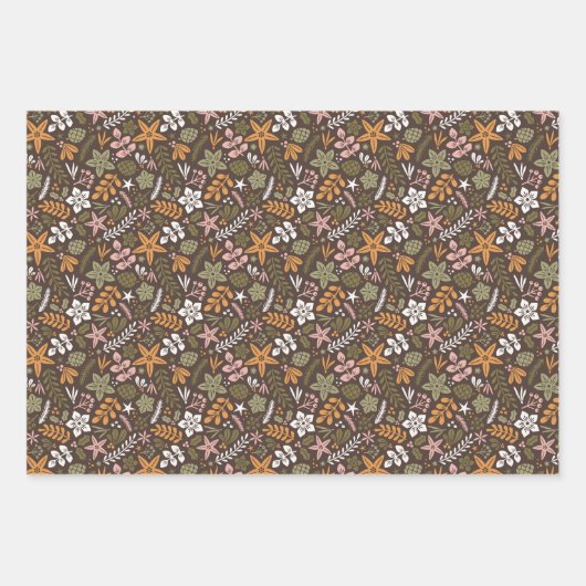 Modern Christmas floral and nutcrackers Geschenkpapier Set (Vorderseite 3)