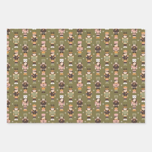 Modern Christmas floral and nutcrackers Geschenkpapier Set (Vorderseite)