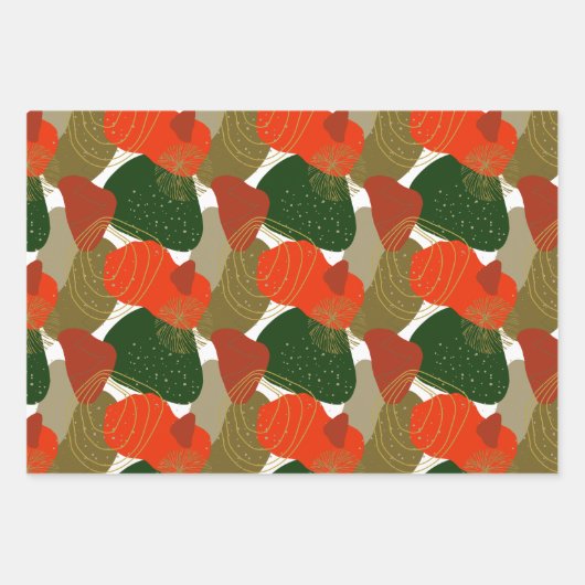 Modern Christmas Florals Greenery Geschenkpapier Set (Vorderseite 3)