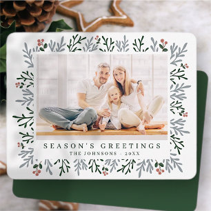 Modern Christmas Foliage and Berries Botanical Feiertagskarte