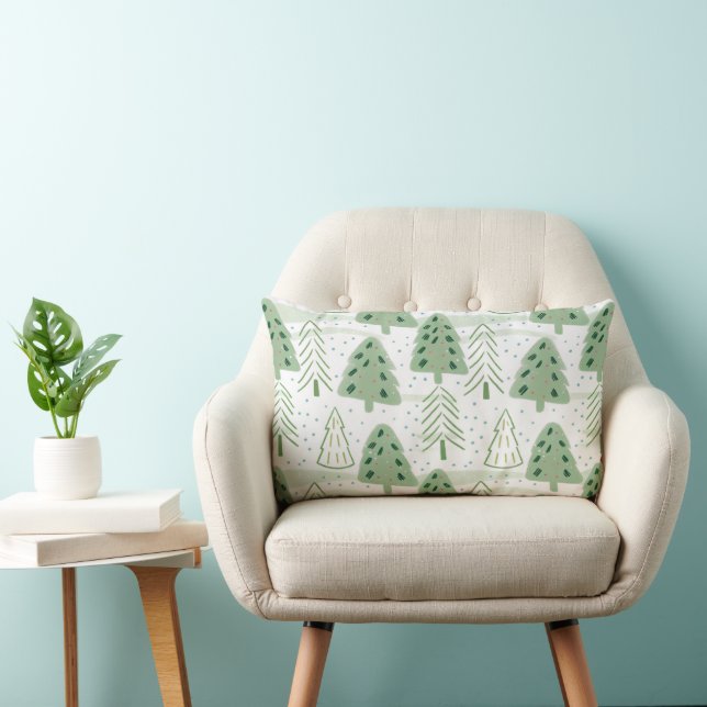 Modern Christmas Forest Olive green pattern Lendenkissen (Stuhl )