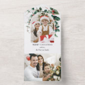 Modern Christmas Foto Arch w/Holly All In One Einladung (Innen Boden)