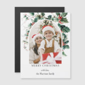 Modern Christmas Foto Arch w/Holly Magnetkarte (Vorne/Hinten)