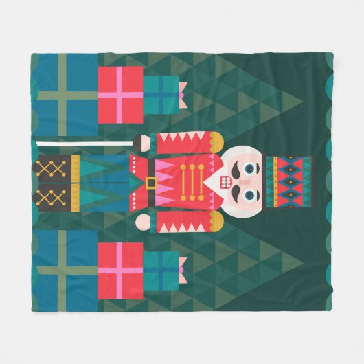 Modern Christmas Geometric Nutcracker Fleecedecke (Vorderseite (Horizontal))