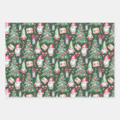 Modern Christmas Gnome Watercolor Muster Geschenkpapier Set (Vorderseite 3)