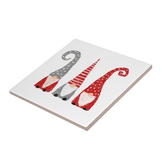 Modern Christmas Gnomes Red Gray White Nordic Fliese (Seite)