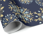 Modern Christmas Gold Blue Aquarell Snowflake Geschenkpapier (Rolleneckpunkt)